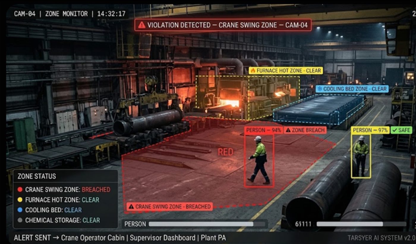 Restricted zone breach with zone status list